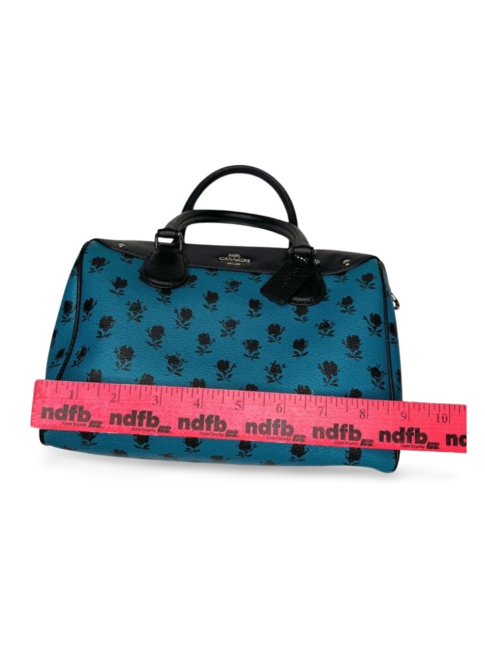 Coach Badlands Mini Bennett Satchel Blue Floral Print Leather Crossbody - Picture 13 of 15